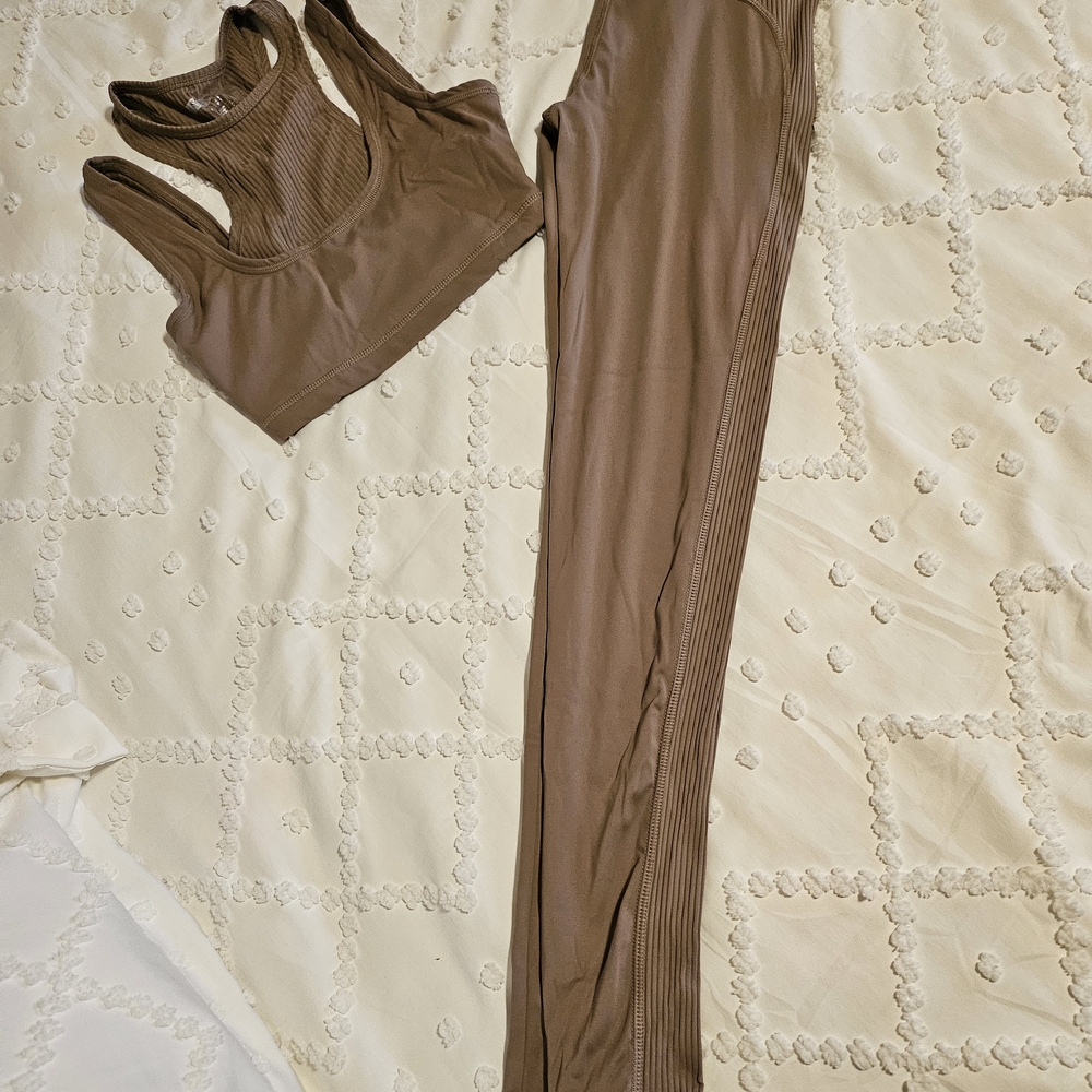 Forever 21 Taupe Leggings and Crop Top Set